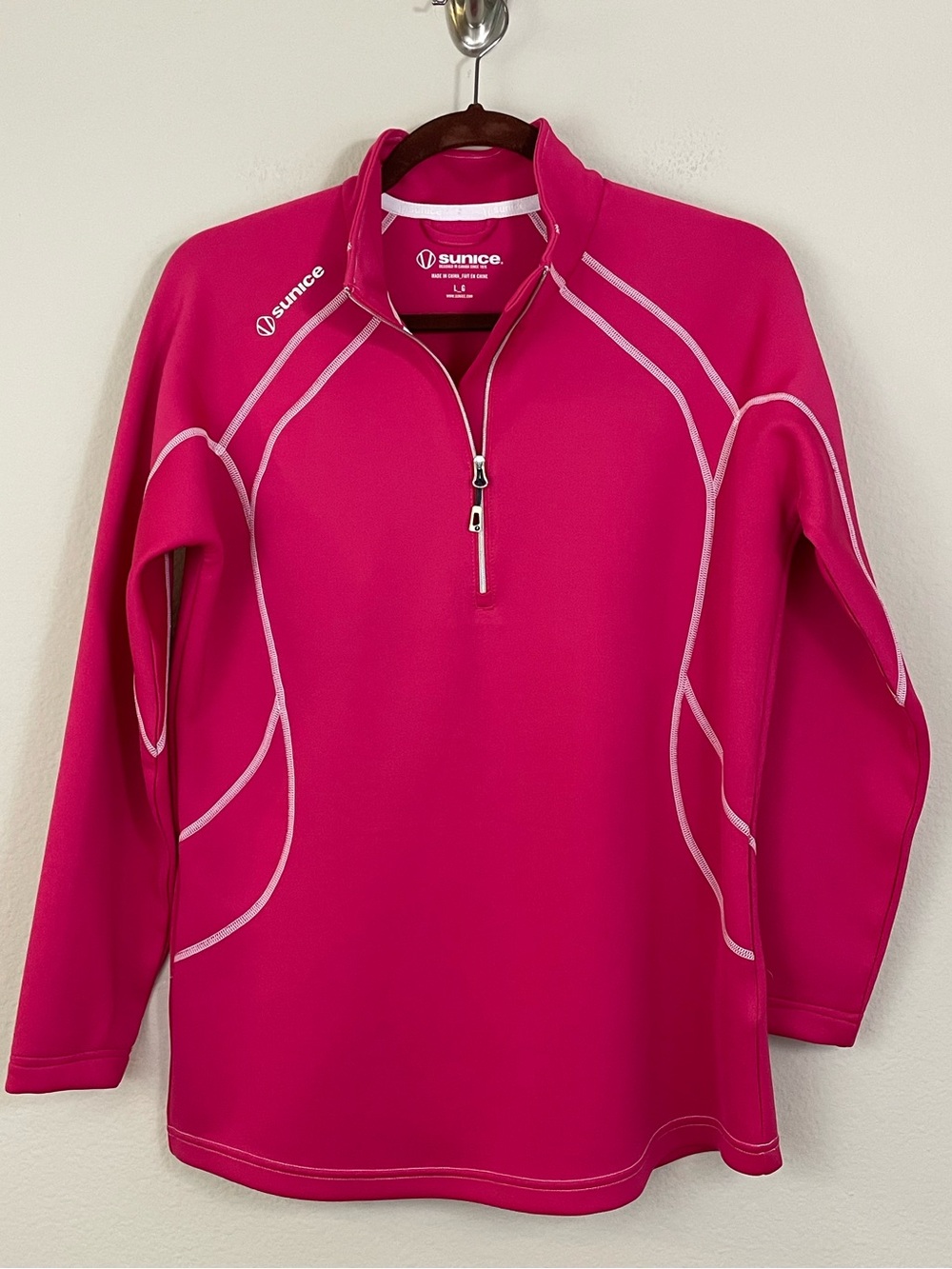 Sunice Pink Half-Zip Long Sleeve Pullover Performance Top Size Large